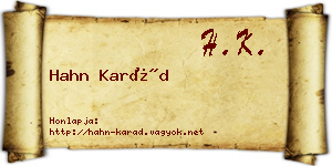 Hahn Karád névjegykártya